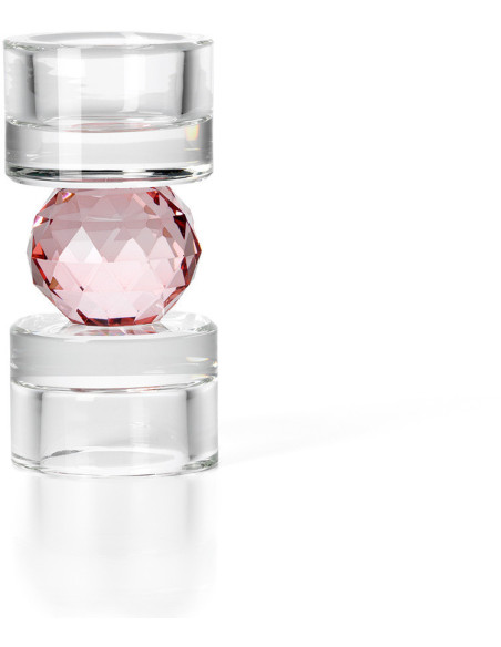 Bougeoir design Memphis Totem H 12 cm Verre recyclé Transparent Rose The Gem Balance 