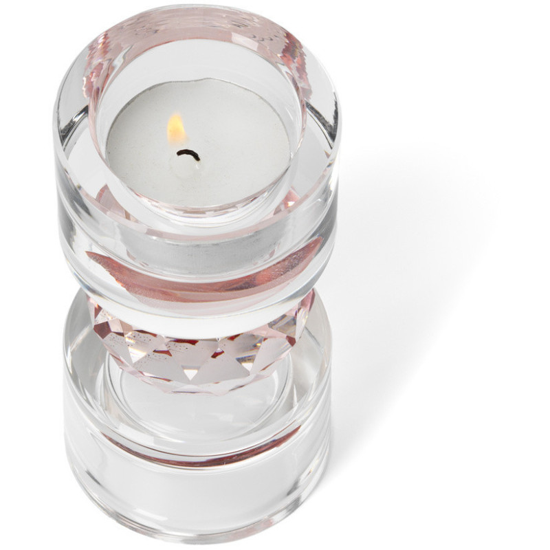 Bougeoir design Memphis Totem H 12 cm Verre recyclé Transparent Rose The Gem Balance 