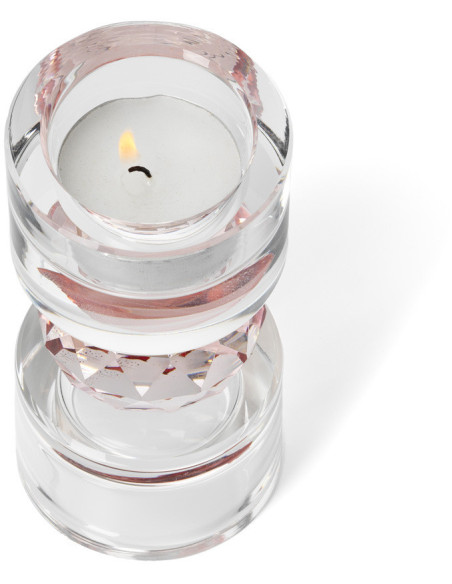 Bougeoir design Memphis Totem H 12 cm Verre recyclé Transparent Rose The Gem Balance 