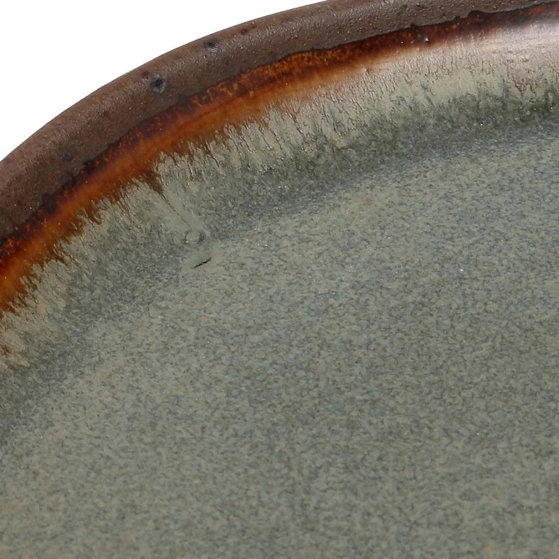 Assiette plate organique 22 cm Grès Gris vert Marron The Côa 