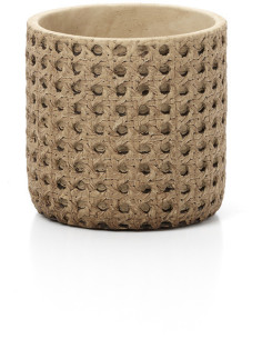 Cache-pot bohème chic Rond D 12 cm Ciment Naturel Effet cannage rotin The RattanRock 