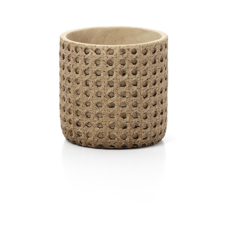 Cache-pot bohème chic Rond D 12 cm Ciment Naturel Effet cannage rotin The RattanRock 