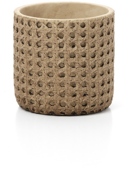Cache-pot bohème chic Rond D 12 cm Ciment Naturel Effet cannage rotin The RattanRock 