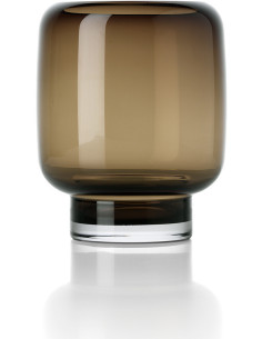 Vase design minimaliste Cylindrique H 19 cm Verre recyclé Marron foncé The Smoky Cube 