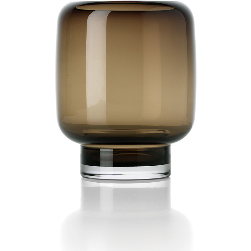 Vase design minimaliste Cylindrique H 19 cm Verre recyclé Marron foncé The Smoky Cube 