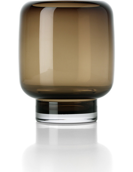 Vase design minimaliste Cylindrique H 19 cm Verre recyclé Marron foncé The Smoky Cube 
