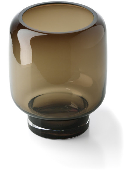 Vase design minimaliste Cylindrique H 19 cm Verre recyclé Marron foncé The Smoky Cube 