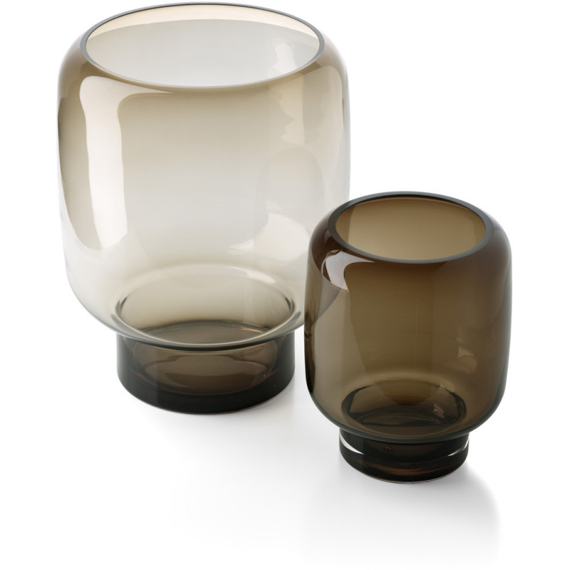 Vase design minimaliste Cylindrique H 19 cm Verre recyclé Marron foncé The Smoky Cube 