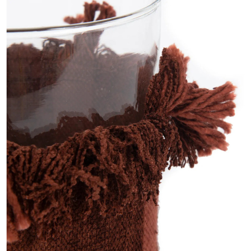 Photophore Rond Diamètre 15 cm en Velours Bordeaux Verre Transparent The Oh My Gee 