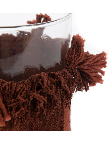 Photophore Rond Diamètre 15 cm en Velours Bordeaux Verre Transparent The Oh My Gee 