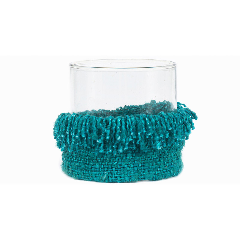 Photophore Rond Diamètre 15 cm en Coton Aqua Verre Transparent The Oh My Gee 
