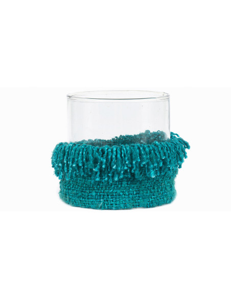 Photophore Rond Diamètre 15 cm en Coton Aqua Verre Transparent The Oh My Gee 