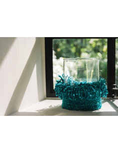 Photophore Rond Diamètre 15 cm en Coton Aqua Verre Transparent The Oh My Gee 