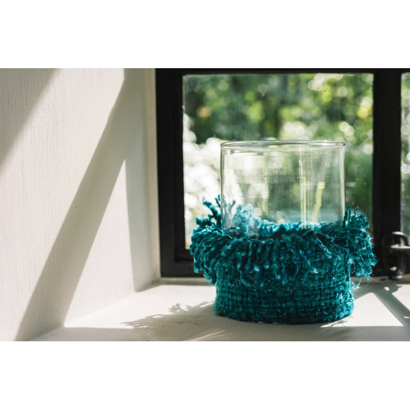 Photophore Rond Diamètre 15 cm en Coton Aqua Verre Transparent The Oh My Gee 