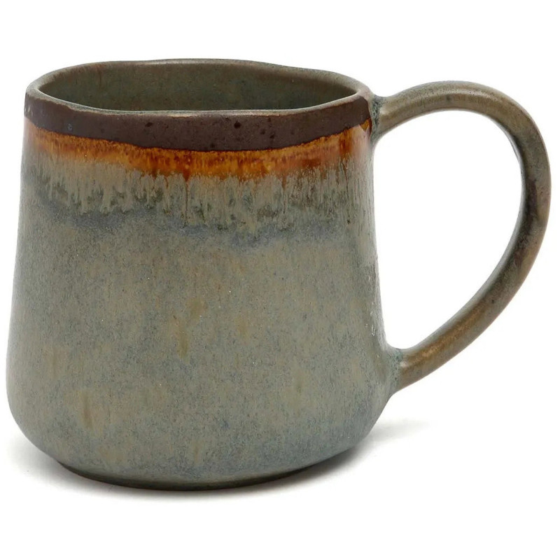 Mug organique avec anse Hauteur 9 cm Grès Gris vert Marron The Côa 
