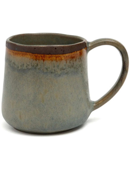Mug organique avec anse Hauteur 9 cm Grès Gris vert Marron The Côa 