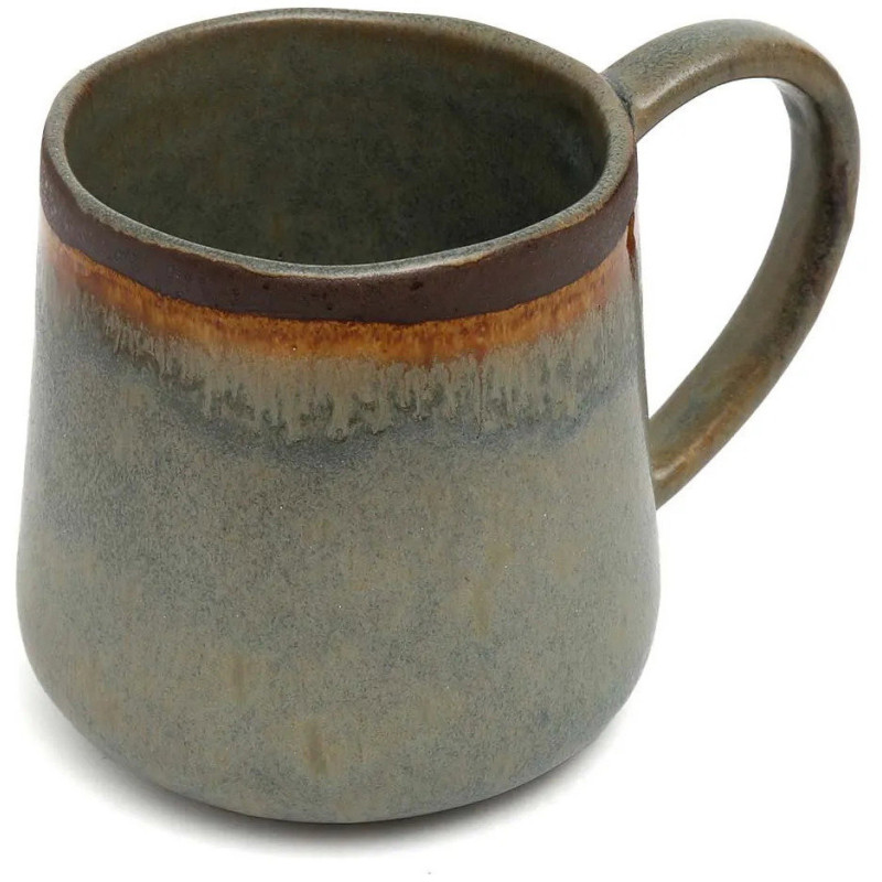 Mug organique avec anse Hauteur 9 cm Grès Gris vert Marron The Côa 
