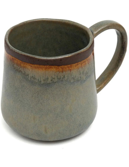 Mug organique avec anse Hauteur 9 cm Grès Gris vert Marron The Côa 
