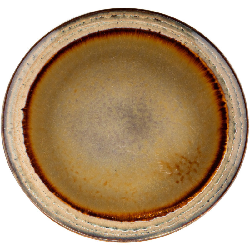 Assiette plate rustique chic Ronde 27 cm Céramique Vert de gris Marron foncé Beige The Comporta 
