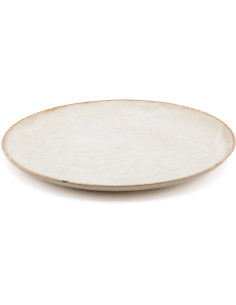 Grande Assiette plate ronde 28 cm Grès Blanc cassé Marron The Cascais 