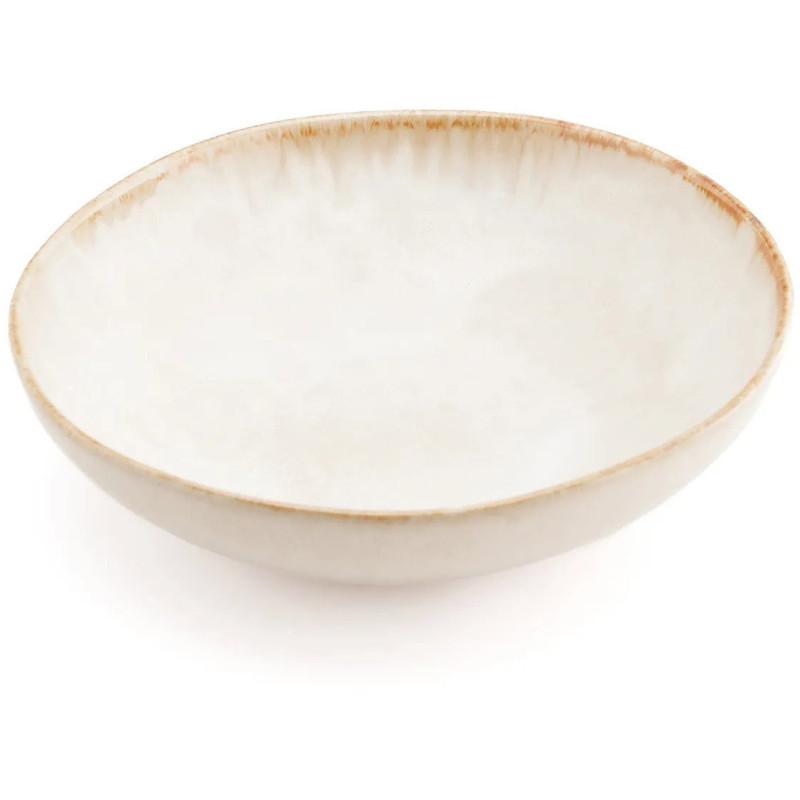 Assiette creuse ronde 22 cm Grès Blanc cassé Marron The Cascais 