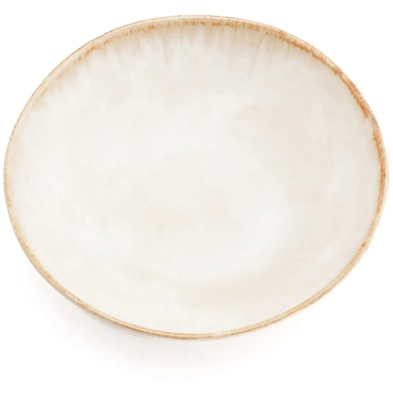 Assiette creuse ronde 22 cm Grès Blanc cassé Marron The Cascais 