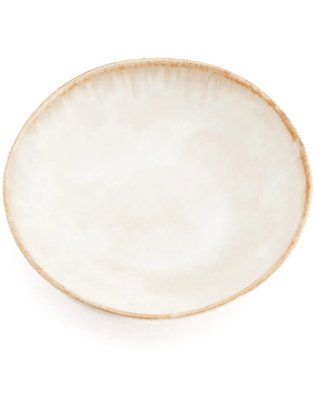 Assiette creuse ronde 22 cm Grès Blanc cassé Marron The Cascais 