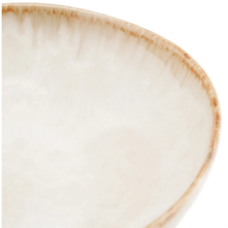 Assiette creuse ronde 22 cm Grès Blanc cassé Marron The Cascais 