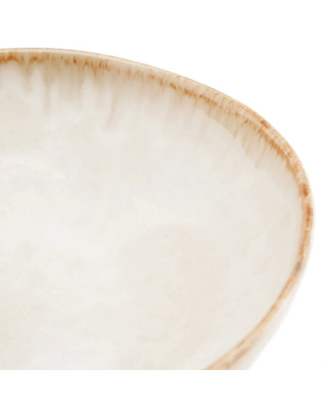 Assiette creuse ronde 22 cm Grès Blanc cassé Marron The Cascais 