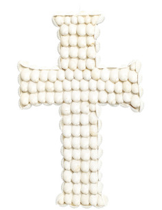 Objet déco original Croix Hauteur 30 cm en Coquillage Blanc The Kai 