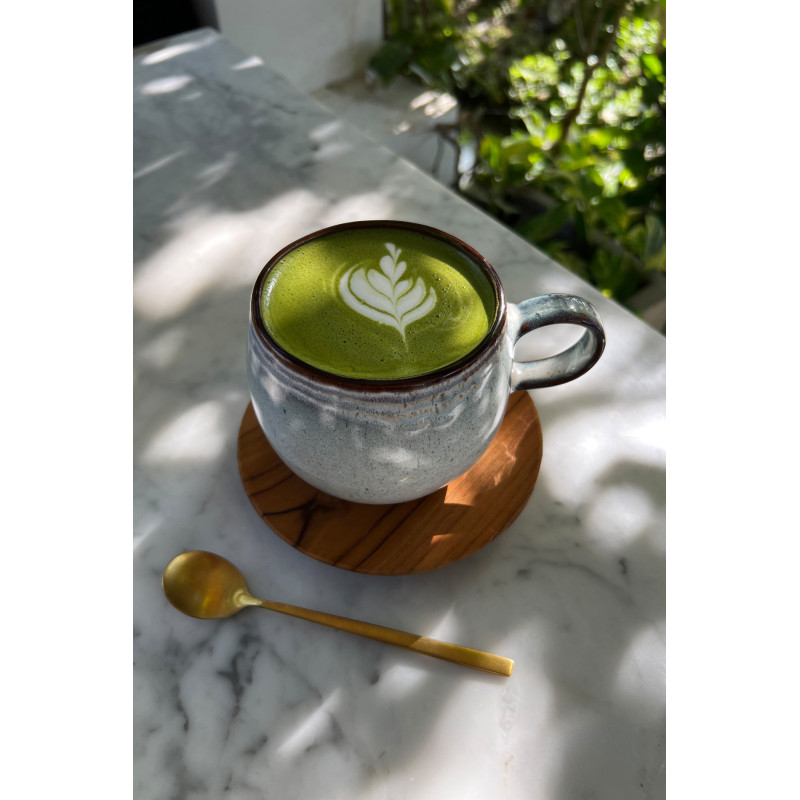 Grand Mug rustique chic H 10 cm Céramique Vert de gris Marron foncé Beige The Comporta 