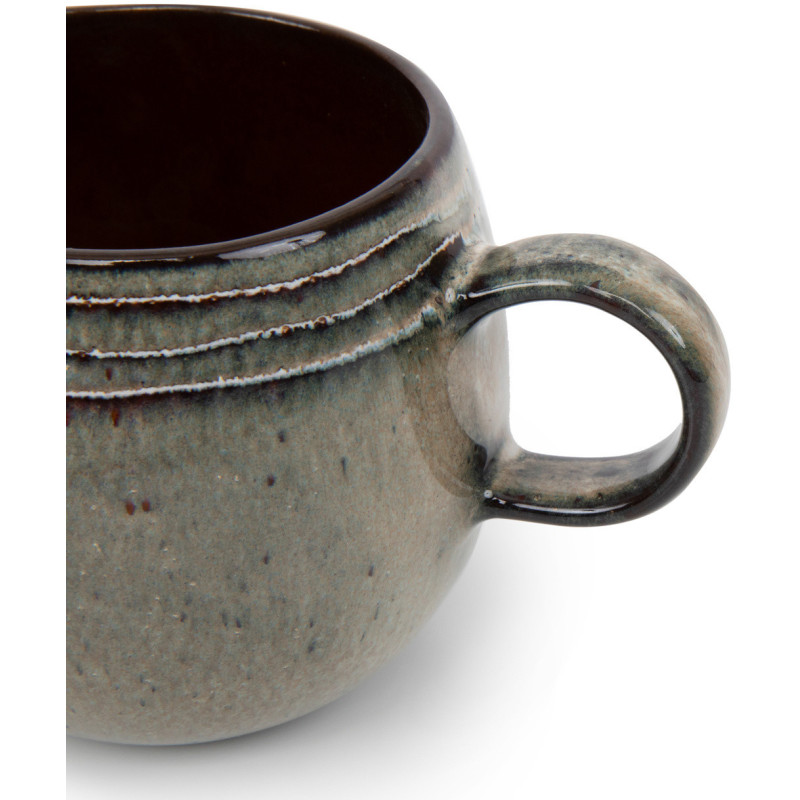 Grand Mug rustique chic H 10 cm Céramique Vert de gris Marron foncé Beige The Comporta 