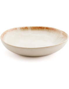 Assiette creuse ronde 16 cm Grès Blanc cassé Marron The Cascais 