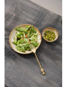 Assiette creuse ronde 16 cm Grès Blanc cassé Marron The Cascais 