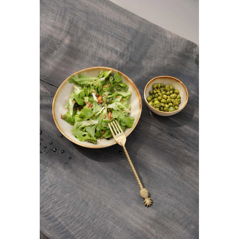 Assiette creuse ronde 16 cm Grès Blanc cassé Marron The Cascais 