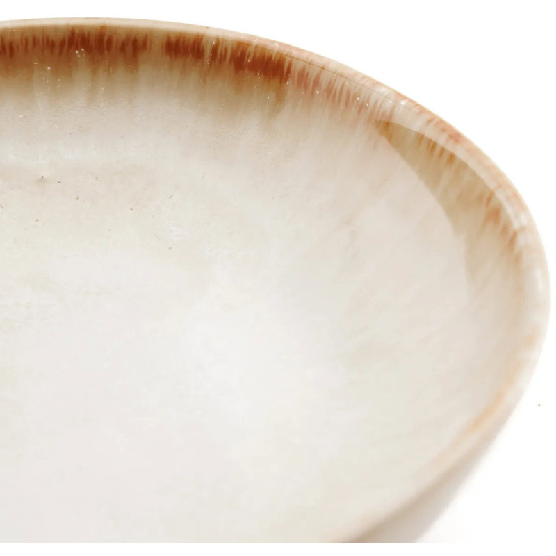 Assiette creuse ronde 16 cm Grès Blanc cassé Marron The Cascais 