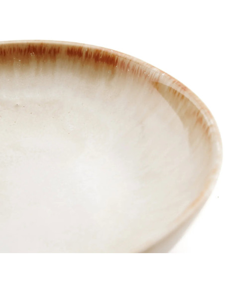 Assiette creuse ronde 16 cm Grès Blanc cassé Marron The Cascais 