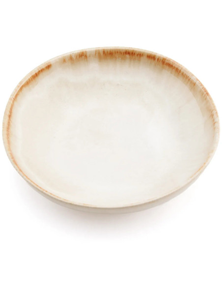 Assiette creuse ronde 16 cm Grès Blanc cassé Marron The Cascais 