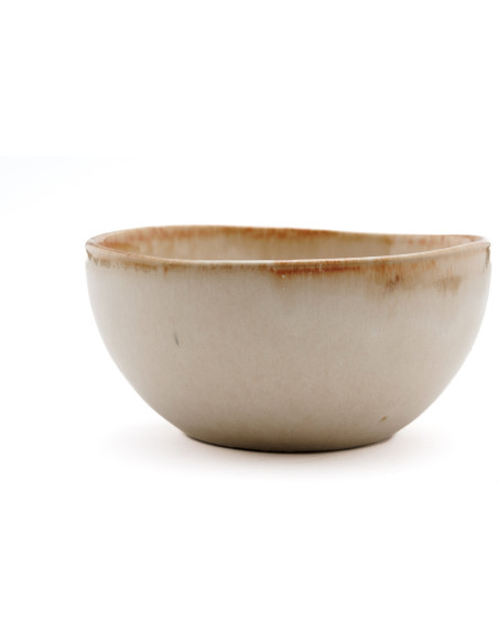 Petit Bol rond 11 cm Grès Blanc cassé Marron The Cascais 