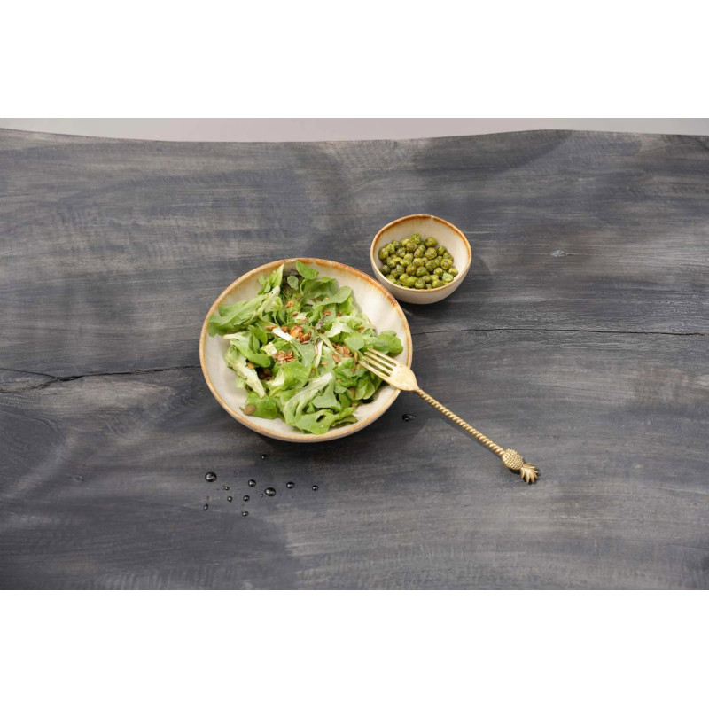 Petit Bol rond 11 cm Grès Blanc cassé Marron The Cascais 