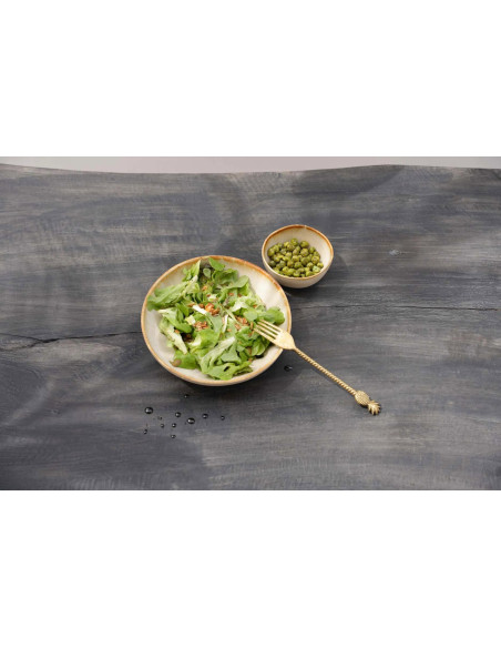 Petit Bol rond 11 cm Grès Blanc cassé Marron The Cascais 