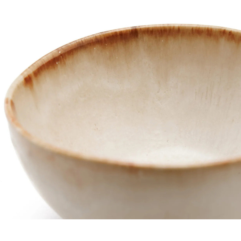 Petit Bol rond 11 cm Grès Blanc cassé Marron The Cascais 