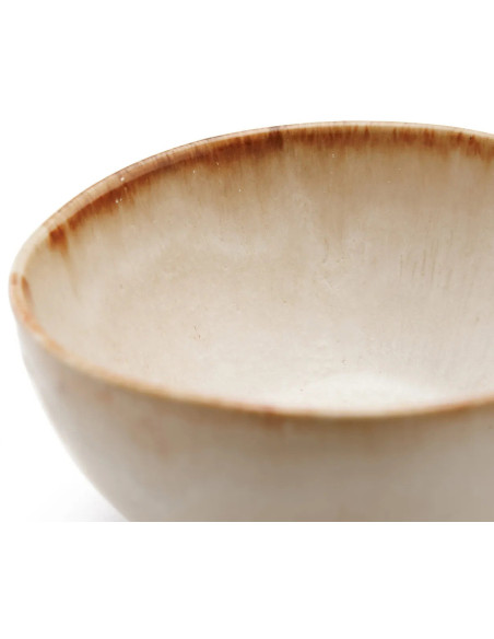 Petit Bol rond 11 cm Grès Blanc cassé Marron The Cascais 