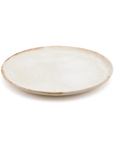 Assiette plate ronde 22 cm Grès Blanc cassé Marron The Cascais 