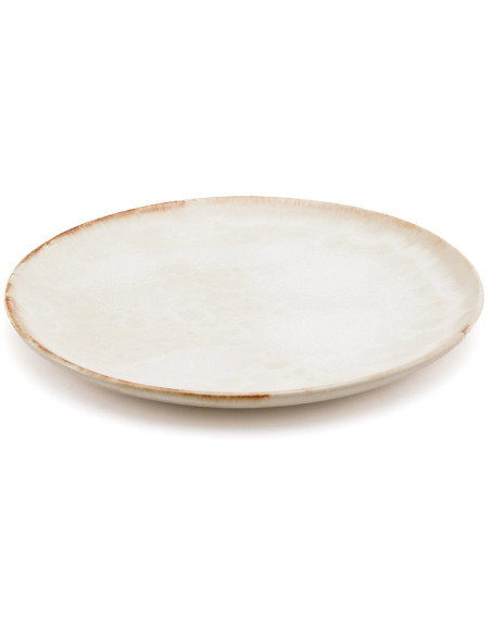Assiette plate ronde 22 cm Grès Blanc cassé Marron The Cascais 