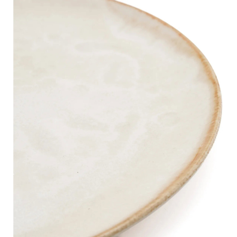 Assiette plate ronde 22 cm Grès Blanc cassé Marron The Cascais 