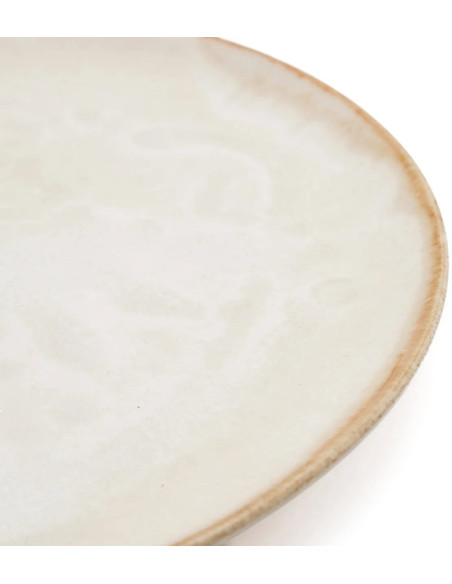 Assiette plate ronde 22 cm Grès Blanc cassé Marron The Cascais 