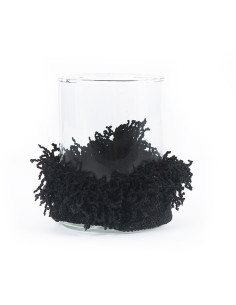 Photophore haut Rond Diamètre 8 cm en Velours Noir Verre Transparent The Oh My Gee 