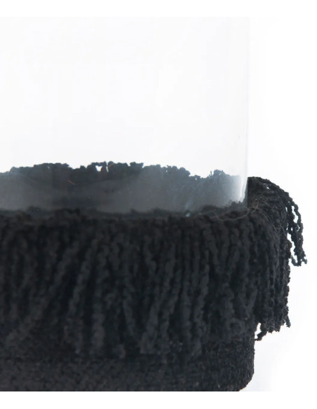 Photophore haut Rond Diamètre 8 cm en Velours Noir Verre Transparent The Oh My Gee 