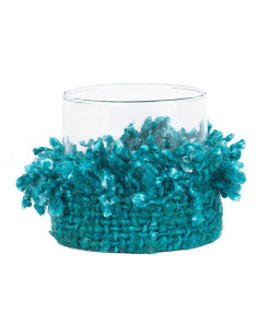 Photophore Rond Diamètre 8 cm en Coton Aqua Verre Transparent The Oh My Gee 